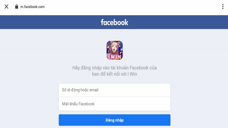 Đăng ký tài khoản IWIN thông qua tài khoản Facebook 